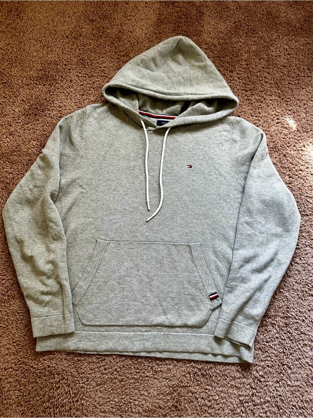 Tommy Hilfiger Light Gray Hooded Pullover Sweatshirt
